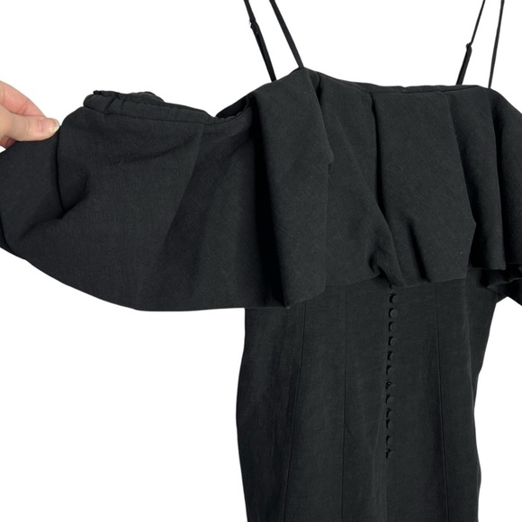 Jonathan Simkhai Puff Off Shoulder Mini Dress Black Size 4 NEW - Picture 12 of 15